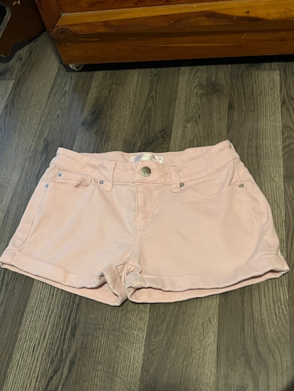 No Boundaries Peach Denim Roll-Hem Jean Shorts